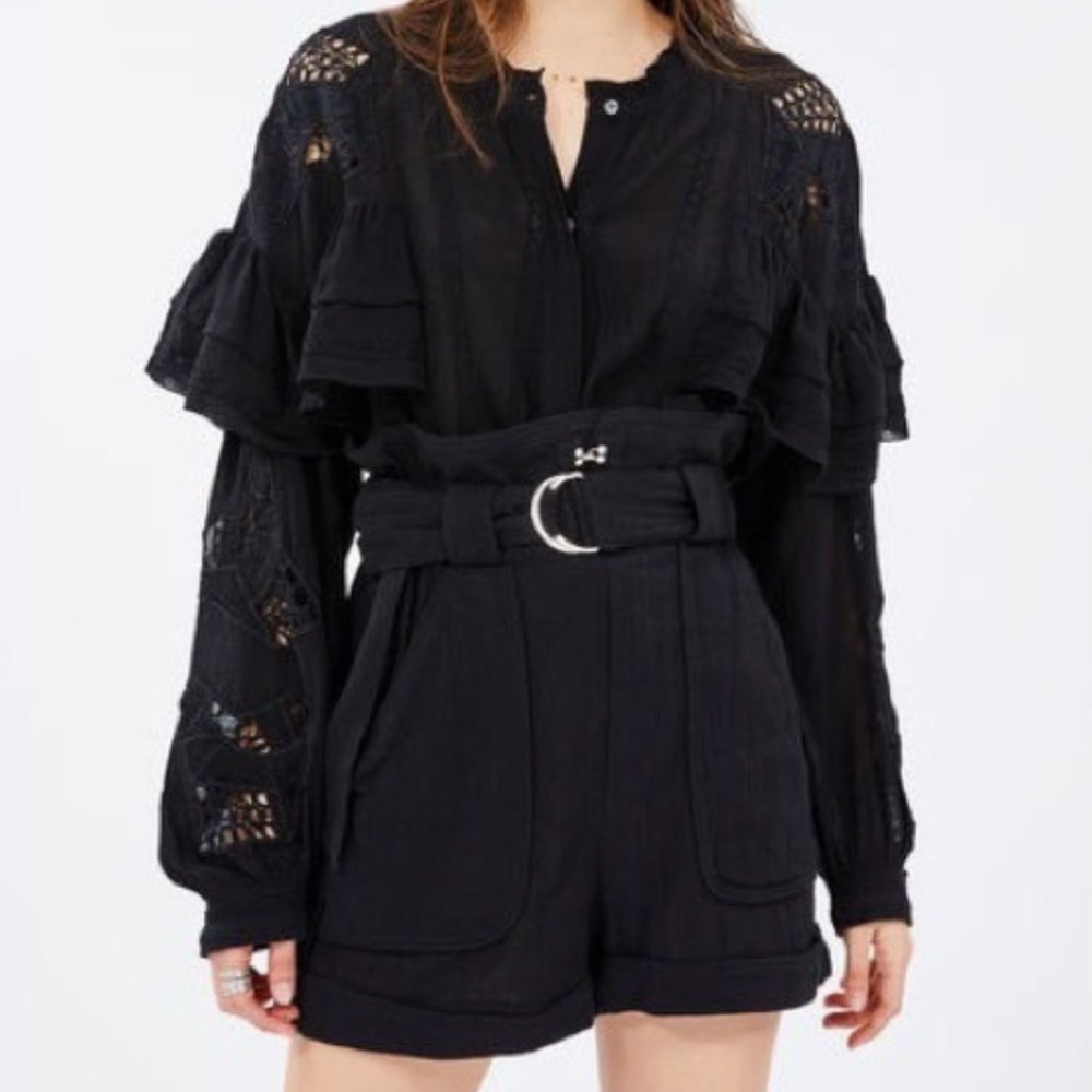 IRO Lux Cotton High Rise Belted Shorts 8 - Picture 3 of 15